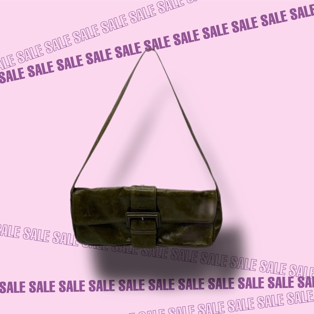 3/100 HOBO Green Leather Small Baquette Bag